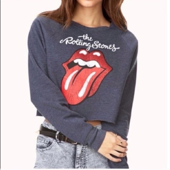 Bravado Sweaters - Bravado Rolling Stones Cropped Sweater Top